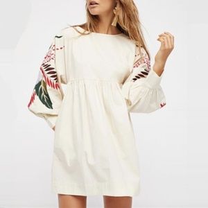 Free People Boho Embroidered Mini Dress